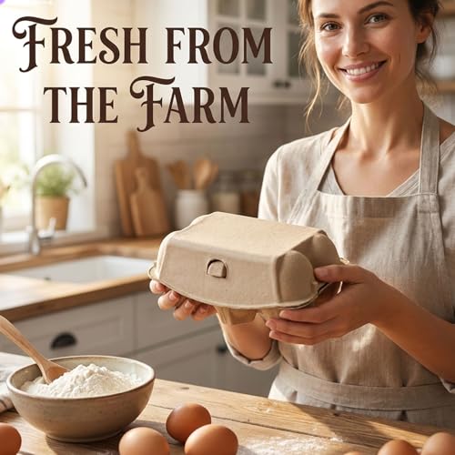 50 Pieces Natural Material Empty Egg Cartons, Each Holds 6 Fiber Egg Carton For Home, Farm, Market, Camping, Picnic, Travel,Reusable.