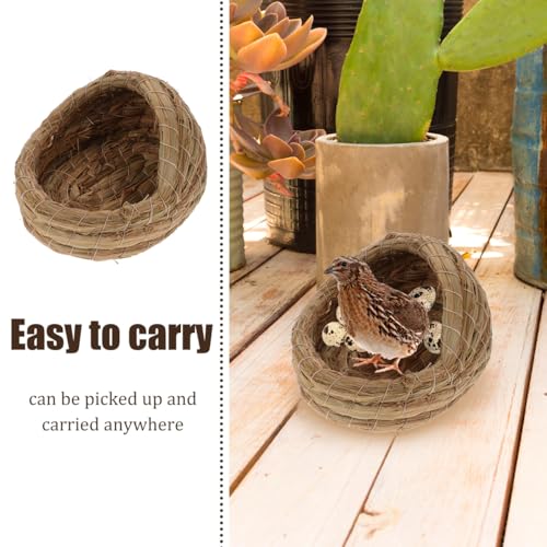 Kisangel 2Pcs Woven Bird Nest, Chicken Straw Breeding Nest, Small Laying Birdcage for Pigeon Parrot Bed Flat Base Indoor Outdoor
