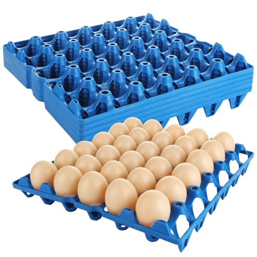 12PCS Plastic Egg Trays Egg Crates, Stackable Eggs Cartons Egg Flats, Each Holds 30 Eggs for Packing, Storage, Shipping (Blue) - color: Blue-12PCS