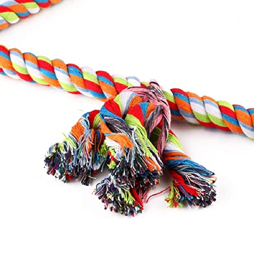 Spoiled Pet® Large Bird Rope Perch Triangle Swing Toy Multicolor 12 Inch | Natural cotton & steel rod cage accessory for Parrots Cockatoos, Safe to climb, chew, relieve boredom, with metal quick link