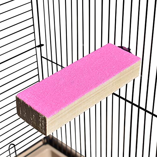 Spoiled Pet® Bird Cage Perch Stand 2-Pack - Beak and Foot Grinding Platform - Parakeets, Cockatiels, Canaries, Finches, Conures, Lories, and Budgies - Hamsters and Gerbils (Wood Perch) - size: Wood Perch