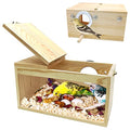 PINVNBY Natural Wood Parakeet Nesting Box Budgie Breeding Box Acrylic Bird Nest for Cage Transparent Panoramic for Parrots, Cockatiels, Lovebirds, Canaries, and Small Birds (M: 9.8 x 5.1 x 5.1 inch) - size: M: 9.8 x 5.3 x 5.3 inch