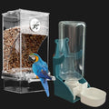 No Mess Bird Feeder Water Dispenser Set Acrylic Automatic Parrot Feeder | Transparent Parrot Food Container Drinker Cage Accessories for Small Birds Canary Finch (Dark green, 1) - color: Dark green