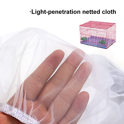 Soft Airy Bird Cage Net Cover, Bird Cage Seed Catcher, Skirt Guard Gauze Birdcage Mesh Netting for Round Square Cages, Reuseable (White, L) - color: White, L