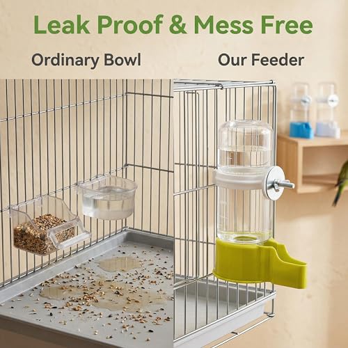 Automatic Bird Water Dispenser, Gravity Water Bowl & Bird Cage Feeder, Easy to Clean & Fits Most Cages – Bebederos para Pajaritos for Parakeet Cockatiel Budgie
