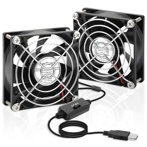 80mm USB Fan 2 Packs, 5V Small Computer Case Fan with Speed Control | 80mm x 25mm USB Cooling Fan, Brushless Motor, Big Airflow, for CPU Xbox PlayStation Router Entertainment Cabinet 3D Printer - style: 80mm x2
