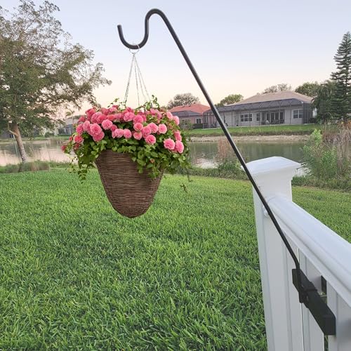 Premium - One Piece Pole - Long Hook Kits Ideal for Bird Feeders, Lighter Flower Baskets, Chimes, etc. for Vertical Spindled Deck Railings Only (27" Upright) Heavy Duty Hanger - size: (1) 27" Upright