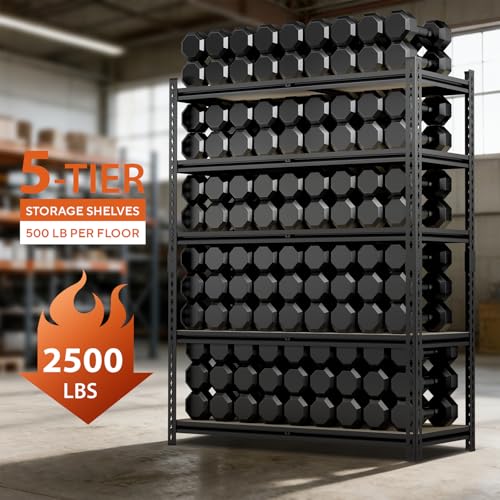 5 Tier Garage Shelving, Adjustable Heavy Duty Garage Shelves | 72 "H Metal Storage Shelves Unit for Basement,Warehouse,Pantry Kitchen - size: 72*40*18