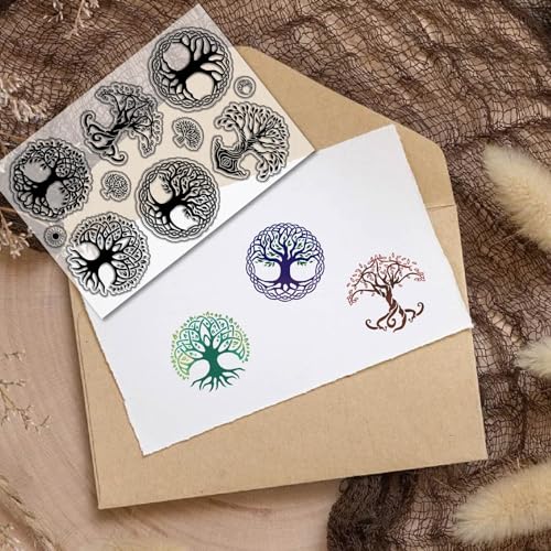 CRASPIRE Tree of Life Clear Stamps Plants Reusable Retro Transparent Silicone Stamp Seals for Journaling Card Making DIY Scrapbooking Photo Album Decorative Notebook Decor - style: Tree of Life Rubber Stamps-0170
