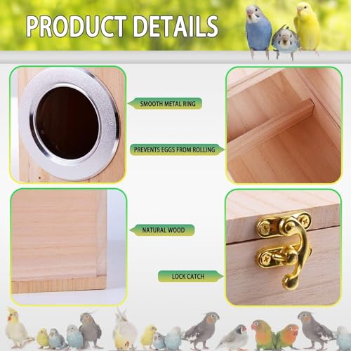 kathson Parakeet Nesting Box,Wood Bird Nest House for Cage,Parrots Breeding Mating Boxes,Budgie Nesting Box for Lovebirds,Finch,Canary,Small-Sized Birds（S） - size: S-7.87 x 4.72 x 4.72in