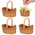 Totority Mini Rattan Basket Set of 4, Handwoven Baskets for Crafts | Set of 4 Light Brown Rattan Mini Baskets with Handwoven Design for Crafts, Dollhouse Scenes, Weddings and Rustic Decorations