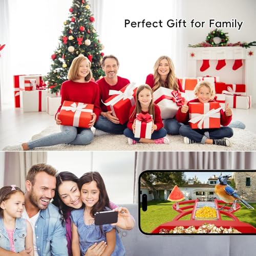 Smart Bird Feeder with Camera, Solar Panel & 5200mAh Battery, 4K HD Video, AI Identification, Instant Arrival Alerts & Alarm, IP65 Weatherproof, 32GB Card, 2L Capacity, for Bird Lover - color: Red
