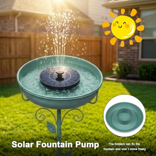 Solar Bird Bath Fountain, Green Metal Stand, 7 Nozzle, Outdoor Garden Decor - color: Green