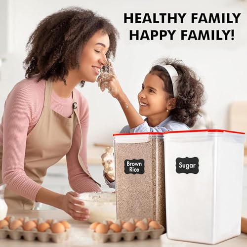 2 PC [7 Qt / 6.5L / 220 Oz] Large Food Storage Containers with Lids Airtight - BPA Free Clear Plastic Kitchen and Pantry Storage Containers for Cereal, Flour, Sugar, Rice - color: Red - 2 Pack
