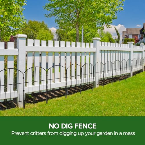 Goovilla Garden Fence, Total 10ft(L) x 24in(H), 10 Pcs, Rustproof Metal | Garden Fencing Animal Barrier, Fence Panels,Black No Dig Fence,Decorative Garden Fences and Borders for Dogs,Flower Bed,Patio - size: Arched
