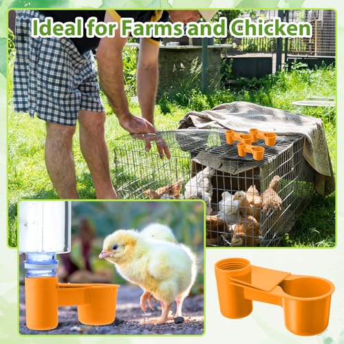 LemonRoad 24 Pcs Bird Drinker Feeder Cups Plastic Water Bottle Cup for Cage Ideal for Pigeon Bottle Chicken Quail Poultry Waterer Accessories (Yellow) - color: Yellow