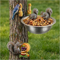 5 Feeding Points Squirrel Feeder with Fixed 2 Corn Cob Holders on Top, 2 Hanging Chain Below, Harmony Among Squirrels & Birds, Removable Drainage Bowl Keeps Food Dry Fresh, 8.5in/1.4L - color: 1-Bowl with Chain Feeder