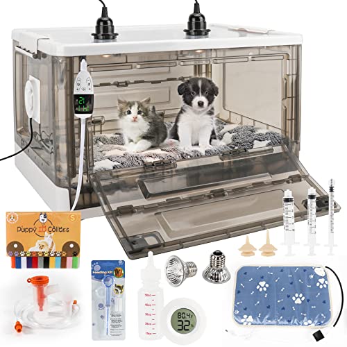 Puppy Incubator with Heating - Puppy Incubator,Fan Ventilation Circulation Design,Kitten Incubator,Incubator for Puppies with Puppy Heating Mat (85L) - size: 23.0"L x 17.0"W x 14.0"H