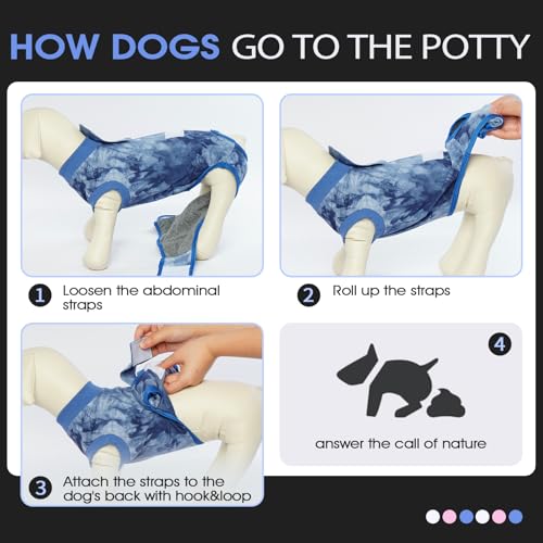 Recovery Suit for Dogs After Surgery,Soft Breathable Dog Bodysuit | E-Collar & Cone Alternative Surgical Suit,Male Female Dog Neuter Spay Suits Anti Licking Wounds Onesie Blue Tie Dye XS - color: Blue Tie Dye, size: Xs(back:8.3-11.4in,wt:4-7lbs)