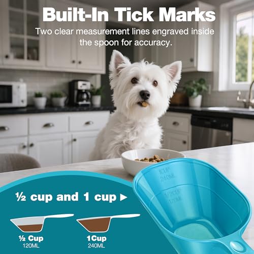 Dog Food Scoop 2 Pack, Pet Cup Capacity Cat Food Scooper With Measuring Lines For Dog, Puppy and Cat Coffee Bean, Flour Scoop Bule - color: Light Bule