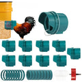 Chicken Feeder No Waste, 10 Ports Automatic Poultry Feeder with Covers & Hole Saw, Rain Proof Chicken Feeder Port for Buckets, Bins & Barrels - color: Green