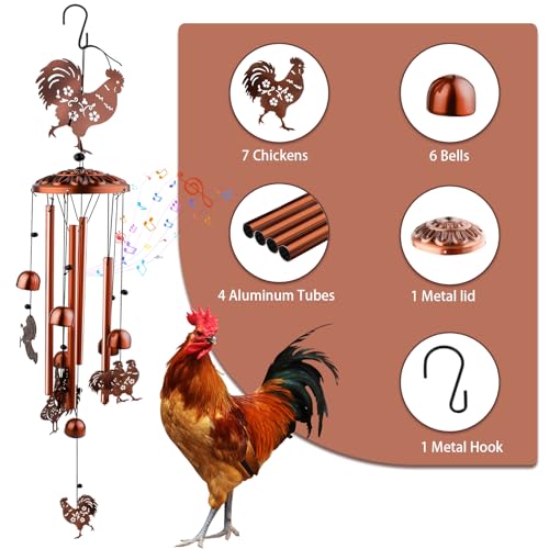 Large Chicken Toys for Coop, Chicken Wind Chime Enrichment Toys, Hanging Chick Peck Toy with Colorful Bells, Home Garden Musical Coop Accessories - style: C