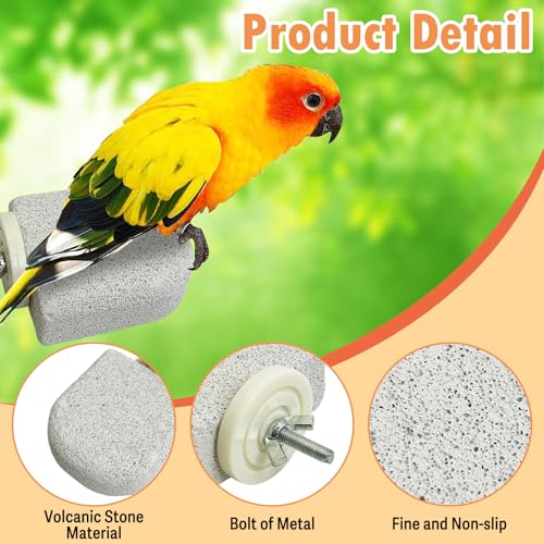 PINVNBY 4 PCS Bird Perch Stands Parrot Calcium Perch Beak Grinding Stone Foot Claws Trimmer Parakeet Platform Parrot Chewing Toys for Small Medium Cockatiel Conure Lovebird Finch - color: Grey, size: M, 4 pcs