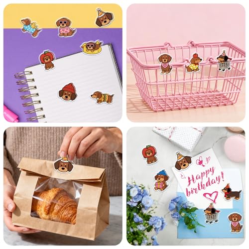 MAYJOYDIY 24Pcs 12 Styles Dachshund Animal Acrylic Chip Clips Dog with Apple Party Hat Heart Sunglasses Bag Sealer Sealing Closures Cute Duck Float Scarf Bag Clips for Food Storage Airtight Seal Grip - style: Dog