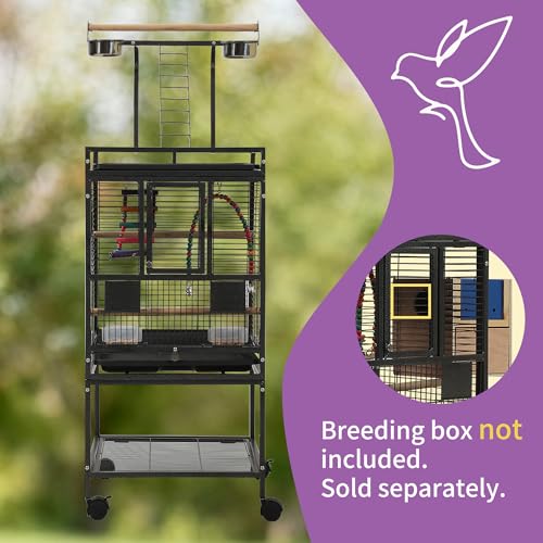 50.8'' Large Parakeet Cage,Small Bird Cage,Cockatiel Cage for Birds,Bird Flight Cages for Parakeets,Bird Travel Cage with Parrot Cage Cover,Toys,PlayTop Detach,Seed Catcher for Canary,Budgie