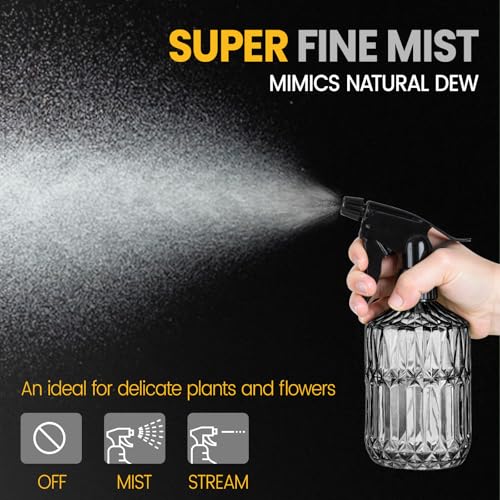 Plant Mister Spray Bottle, 13.5 oz Leak Proof Glass Spray Bottle for Inside Plants, Succulents, Herbs, Cleaning, Hair Care, Refillable Fine Mist Sprayer with Adjustable Mist Nozzle (Grey) - color: Grey