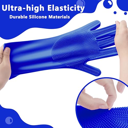 Pet Grooming Gloves—Dog Washing Gloves with High-Density Teeth | Dog Bath Scrubber with Enhanced Five Finger Design, Silicone Gloves for Dogs and Cats Bathing, Massage (Dark Blue) - color: Dark Blue
