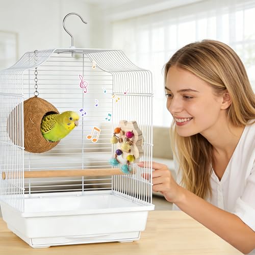 Mygeromon Bird Toys for Parakeets Interactive Spinning Cage Accessories | for Parrot, Budgie, Lovebird, with Bells