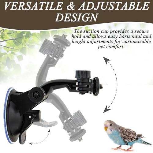 2 Pcs Parrot Perch Stand, Strong Suction Cup Bird Perch, Movable Perch Stand Bird Training Set, for Window Mirror Car Shower Ceramic Tiles Bath Wood Training Perch, for Bird, Cockatoo, Macaw, Parakeet