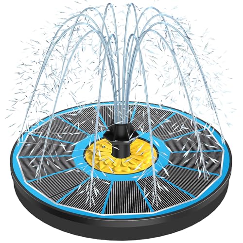 Yzert Solar Fountain for Bird Bath, 3.5W Upgraded Solar Bird Bath Fountain with 4 Fixed Pipes 7 Nozzles No Battery, Solar Fountain Pump for Bird Bath Small Ponds Pool Outdoor(Blue) - color: Blue