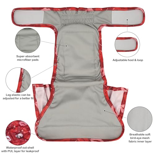 Female Dog Diapers Reusable No Tail Hole Period Panties Washable Diapers Female for Docked-Tail Frenchie French Bulldog Boston Terrier Without Tail (2 Pack Regular+2 Pack Skirts) U-WWDQB06S - size: S(Waistline:11"-15")
