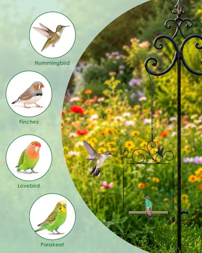 PACETAP Hummingbird Swings and Perches Metal Frame 4 Pack, Wild Bird Swing Outdoor Bird Perch with Wooden Dowel and 2 Hanging Chain for Indoor, Outdoor, Trunk, Lawn, Patio, Garden (4 Hummingbirds) - size: 4