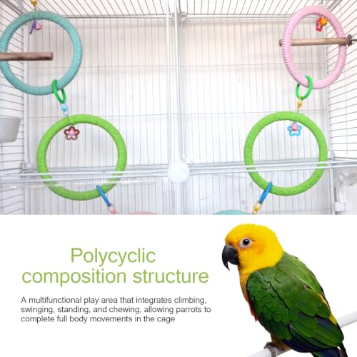 6-Ring Bird Swing Toy,Bird Swing for Cage,Hanging Bird Rope Perch Toy,for Parakeets, Lovebirds, Cockatiels, Sugar Glider Toys and Cage Accessories(DIYcolor) - color: DIYcolor