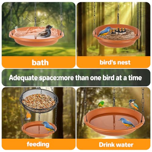 RAINFLOW Hanging Bird Bath Feeder - 2 in 1 Outdoor Water Tray for Backyard | Platform Bird Feeder for Outside Garden Patio, Attracts Wild Birds, Spring Summer Decor, Bird Lover Gift, Easy Hanging Set