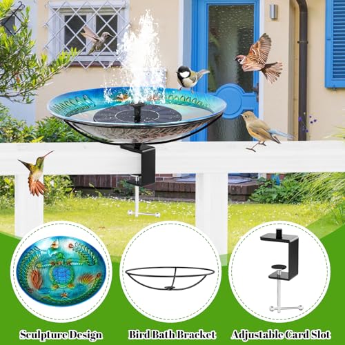 Deck Mounted Bird Bath for Outside, Detachable Birdbath Bowl with Sturdy Clamp, Outdoor Bird Baths Bowl for Attracting Birds Garden Yard Decor (Ocean Blue Turtle) - color: Ocean Blue Turtle