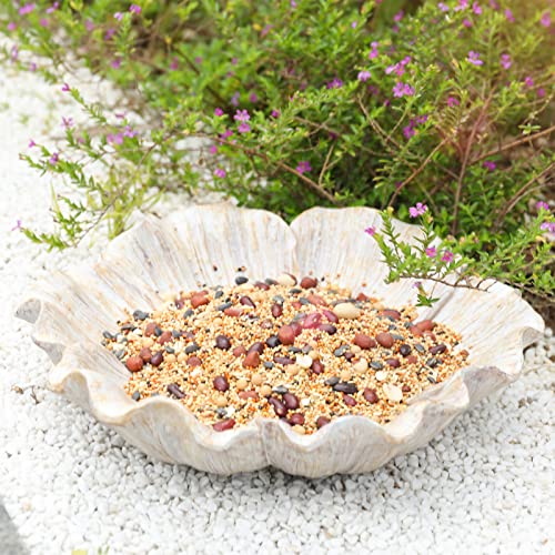 Bird Bath for Outdoors, Resin Garden Flower Birdbath Bowl Yard Decor | Antique Ground Bird Baths Birdfeeder for Outside, Flower Tabletop Bird Water Bowl - color: Light Orange