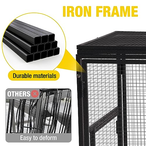 Aivituvin 71in Chicken Coop Run Extension Outdoor Rabbit Expansion Pen for Aivituvin Chicken Coop Hutch,Removable Doors for Easy Combination - color: Grey