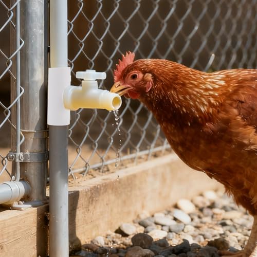 40 Pack PVC Tee Fittings for Threaded Chicken Nipples and Feeder Cups, White Chicken Watering System Accessories