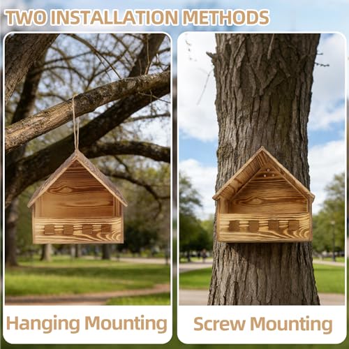 Mourning Dove Nesting Box - 11.42"x6.30"x10.63" Carbonized Cedar Bird House, Outdoor Wooden Birdhouse for Doves & Small Birds to Nest, Thoughtful Gift for Bird Lovers