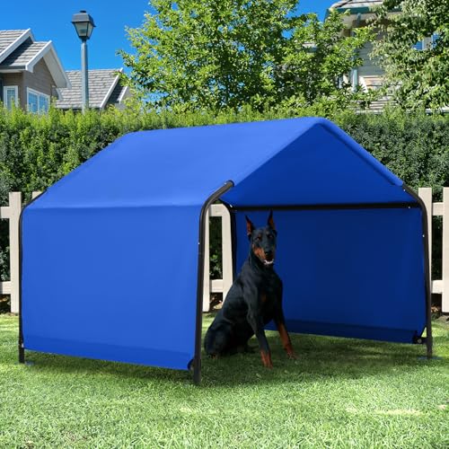 Outdoor Dog Tent, 4'x4'x3' Dog Shade House Shelter for Large Medium Pets | Outside Pet Canopy House for Livestock Pigs Cats with Waterproof Roof Ground Nails, Bright Blue - color: Bright Blue