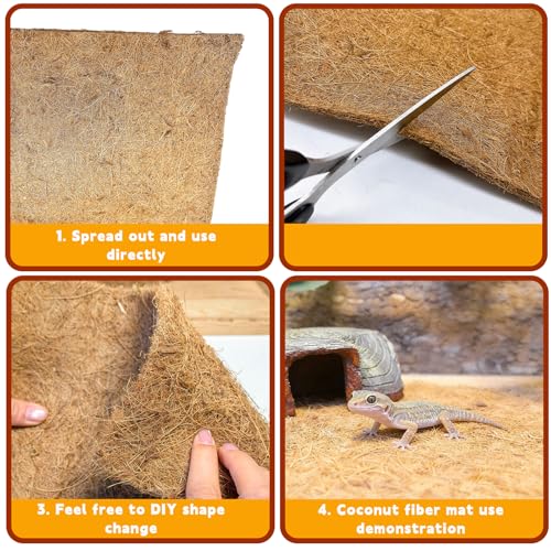 Hamiledyi 118x11.8in Reptile Carpet Coconut Fiber Substrate Large Snake Bedding Coco Liner Roll Mat for Bearded Dragon Tortoise Lizard Habitat Pad Garden Decoration - size: 11.8x118inch