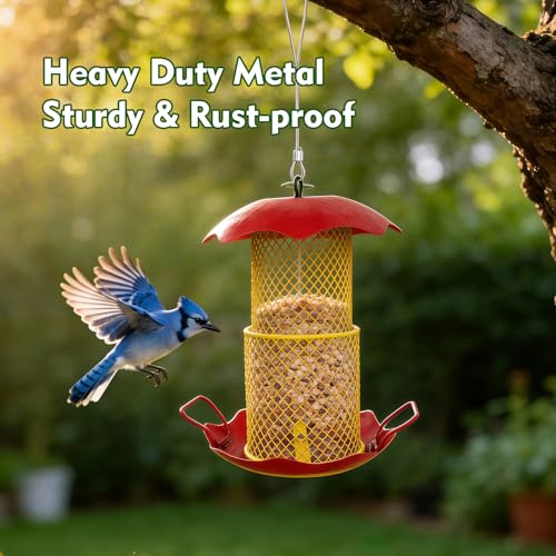 Bird Feeder, Apple Shaped Metal Wild Birdfeeder for Outdoor Hanging, Garden Yard Decor Gift for Women Mom Father