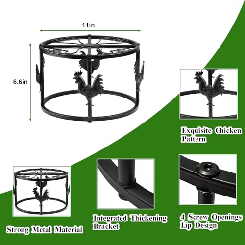 1pc Metal Stand for Chicken Poultry Feeder Waterer, Black | Sturdy Rustproof Iron Construction, Cute Chicken Ornament, Suitable for Chicken Coop Cat Dog Bowl Indoor & Outdoor Use - color: Black 1pc