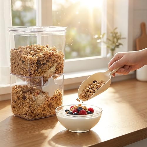Ice Cube Scoop Plastic Set of 5, Plastic Measuring Scoops for Dry Goods, Ice Cubes & Coffee Beans, Measure Scoops for Canisters, Plastic Scoops for Dog Food BPA-Free, Stackable for Easy Storage - size: Pack of 5