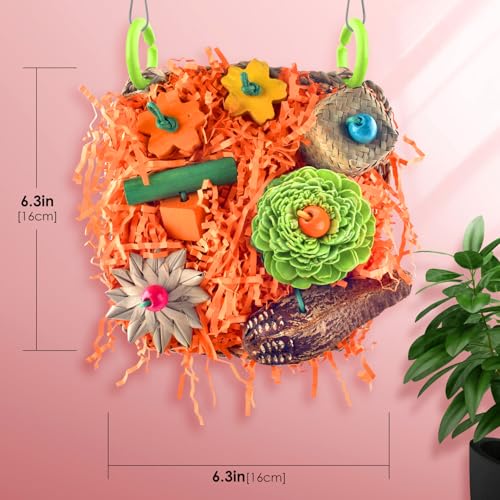 KATUMO Bird Toys, Conure Grass Mat Shredder Toys Parakeet Toys Parrot Foraging Toys for Cockatiel Conure Lovebird Parakeet Small to Medium Birds | Natural Grass Mat Toy Satisfies Birds Chewing & Foraging, Easy Hanging, Perfect for Conure, Lovebird and Sma