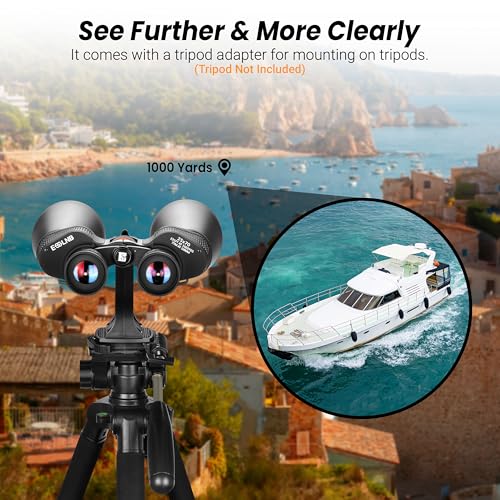 ESSLNB 25x70 Astronomy Binoculars Giant for Adults, Outdoor Waterproof Binoculars for Travel Stargazing Bird Watching Hunting with Built-in Tripod Adapter and Carrying Bag - size: Medium